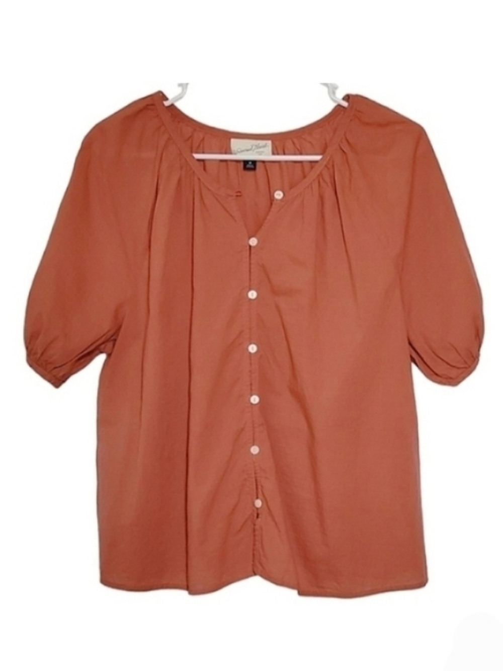 1274 * Universal Thread Button Down Blouse Rust Size M